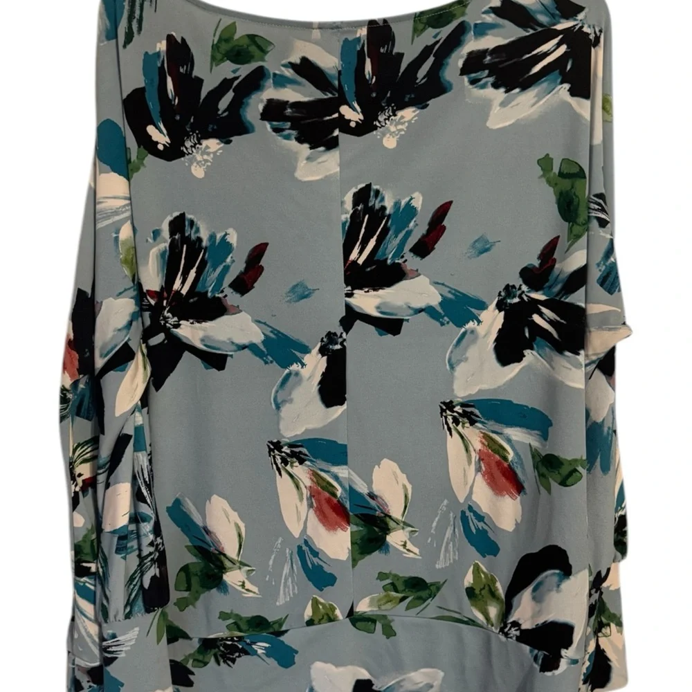 The Limited Women's Abstract Floral Blue Print Top XLARGE #N - Picture 6 of 7